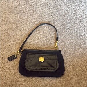 Coach Black Wristlet Handbag w/ Gold Hardware